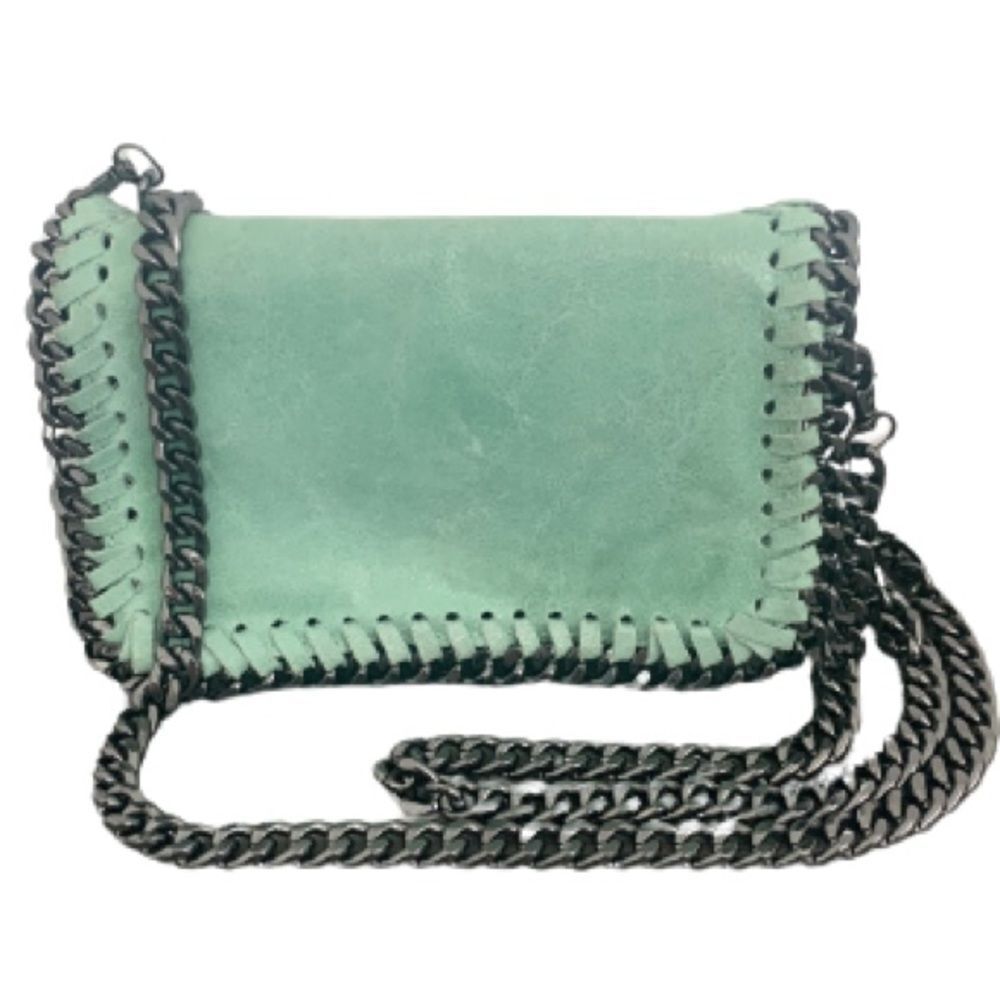 Borse In Pelle Stella Green Clutch & Crossbody Bag in Leather - Picture 3 of 11